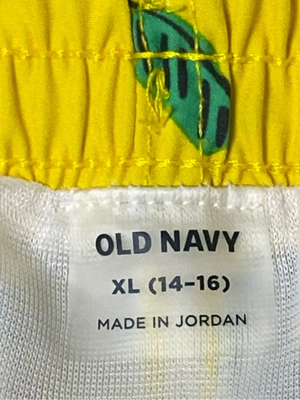 Old Navy Boys Swim Trunks XL 14-16 Yellow Palm Tree Lined Shorts